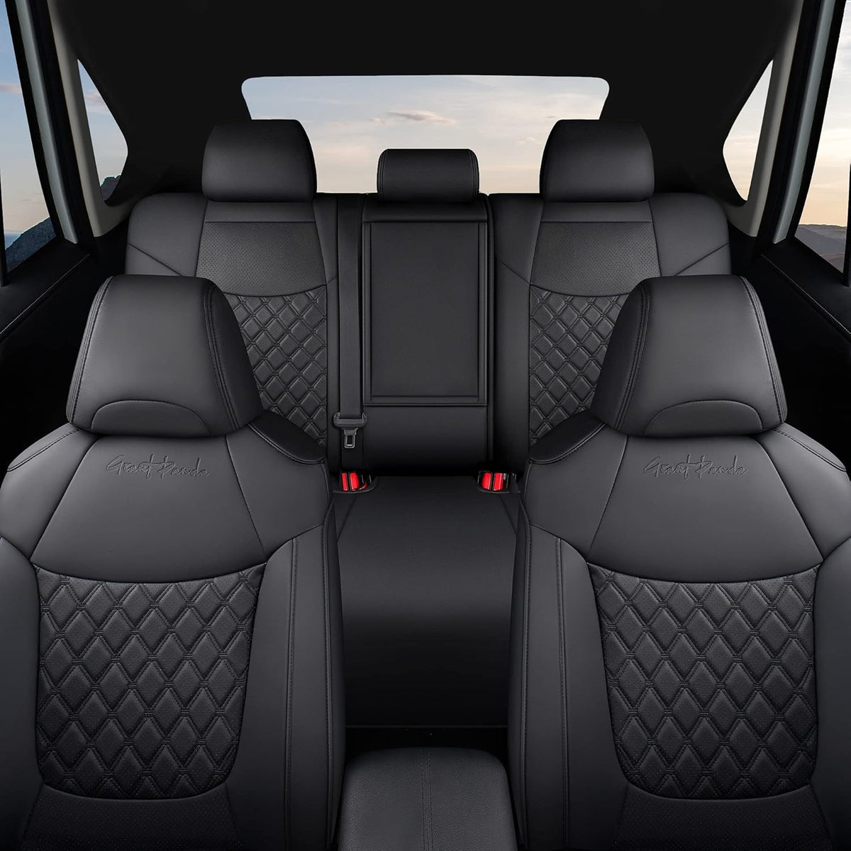 Pu Leather Car Seat Covers Full Set Black A46501