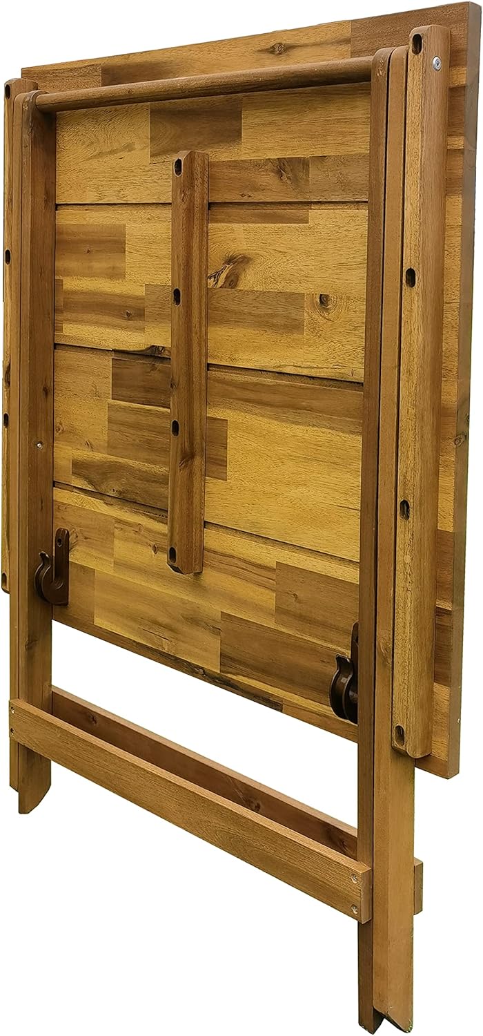 Wood Folding Table 29.5" x 29.5" x 28.7" Golden Teak T37948