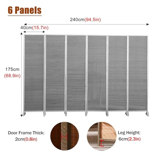 6 Panel Folding Room Divider, 175cm Tall P14586