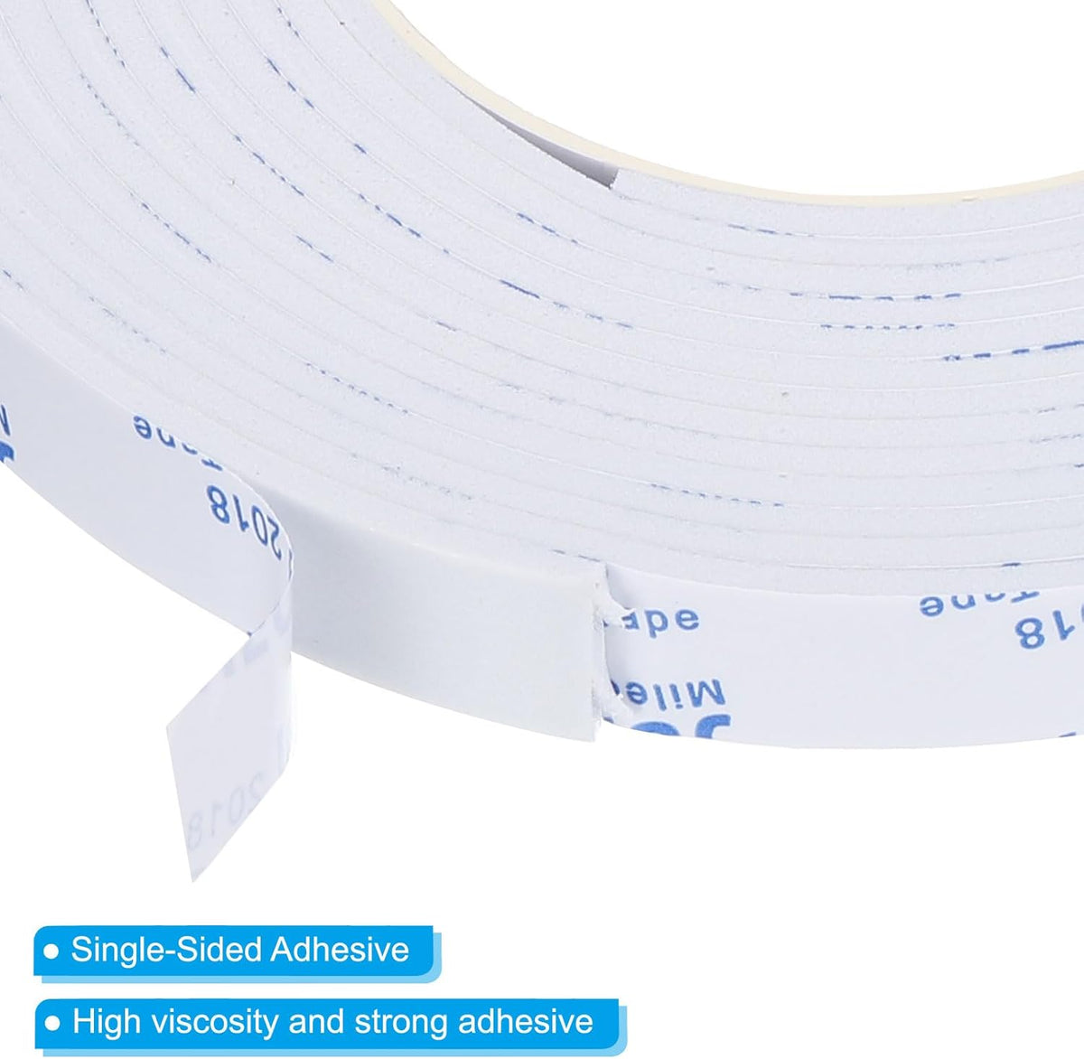 5m/16.4ft White Sealing Foam Tape, 15mm Wide 3mm Thick Single Sided Weather Stripping P8263