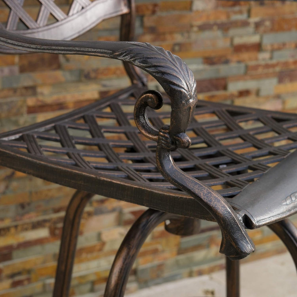 Cast Aluminum Bar Stools, 2-Pcs Set, Shiny Copper H962