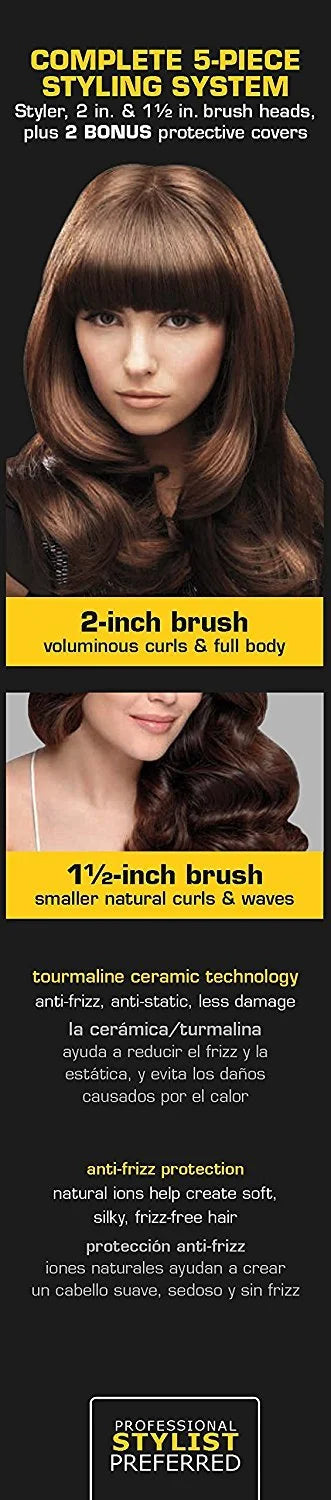 Black Hot Air Brush with 2 Inch and 1.5 Inch Brushes O156459