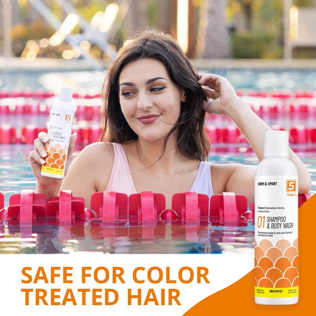 Unscented Chlorine Swim Shampoo and Body Wash with Vitamin C 8 Fl Oz L3445