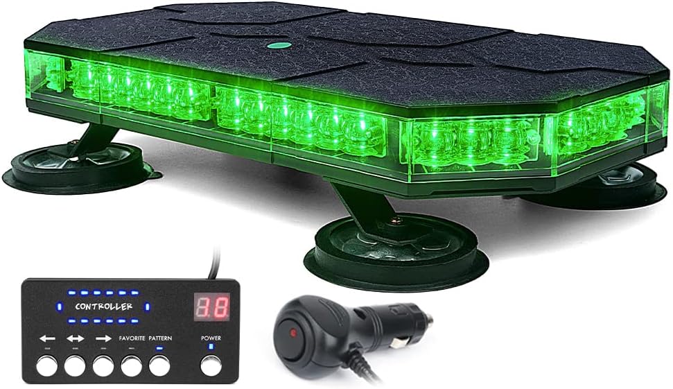 LED Rooftop Strobe Beacon Lights Magnetic Base 38 Flashing Modes White Amber Z5012