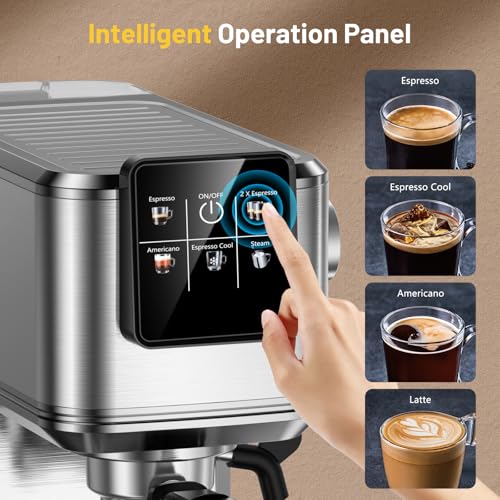 Espresso Coffee Machine with Milk Tank, 20Bar, Touch Screen, Steam Wand H84520