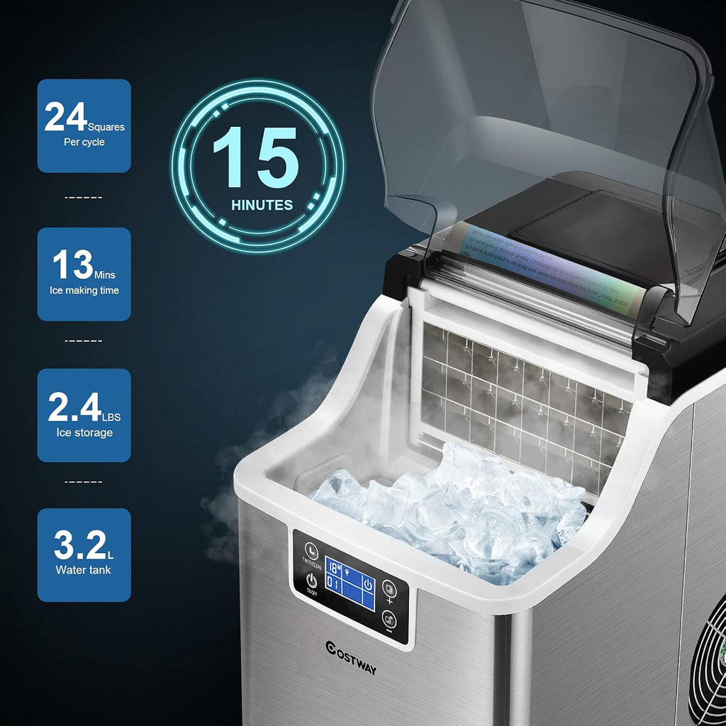 40LBS/24H Portable Compact Ice Machine with Auto Self-Cleaning Function U74944