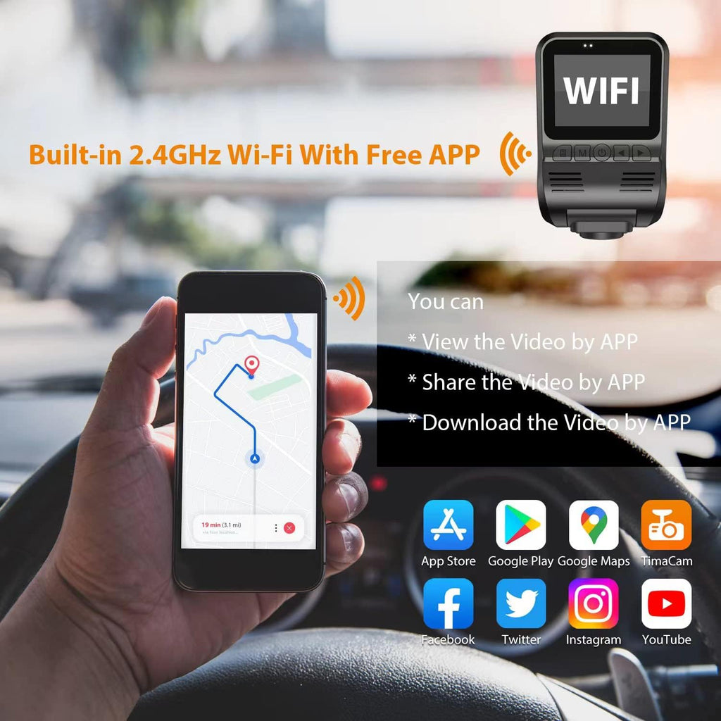 2K 1440P Front and Rear Dash Cam with WiFi GPS Night Vision M1535