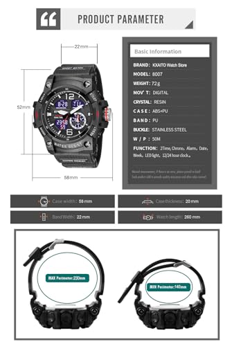 Men's Analog Sports Watch with LED Stopwatch and Dual Display Z6189