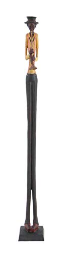 Set of 4 Polystone Decorative Sculptures with Black Base Stand, Brown I330013