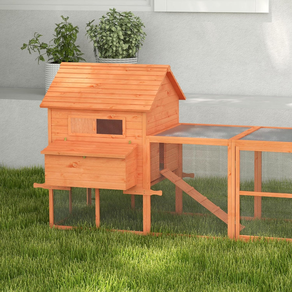 Large Wooden Chicken Coop with Run G642890