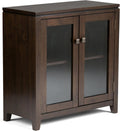 Farmhouse Grey 30 inch Wide Low Storage Cabinet with 2 Tempered Glass Doors K13899