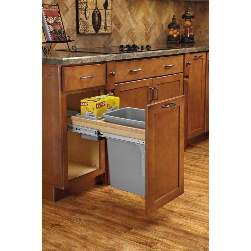 Double 35 Quart Top Mount White Waste Container P5795