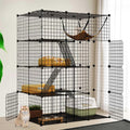 4-Tier Large Metal Wire Cat Cage Cat Hammock Cat Playpen J941930