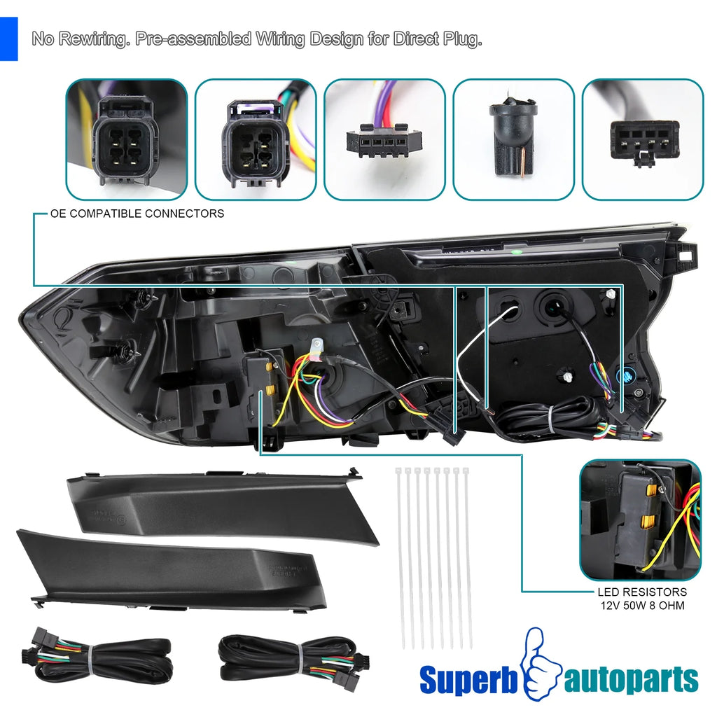 Glossy Black Smoked Lens LED Tail Lights with Sequential Signal U89437