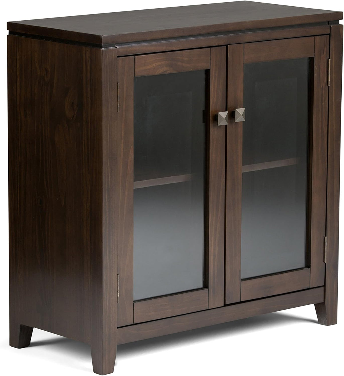 Farmhouse Grey 30 inch Wide Low Storage Cabinet with 2 Tempered Glass Doors K13899