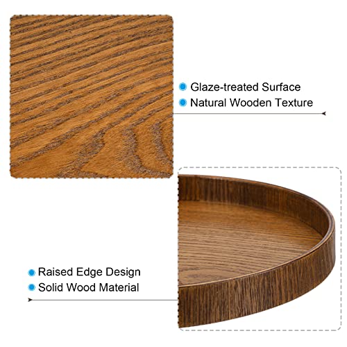 Brown 8 Inch Round Wood Serving Tray J40181