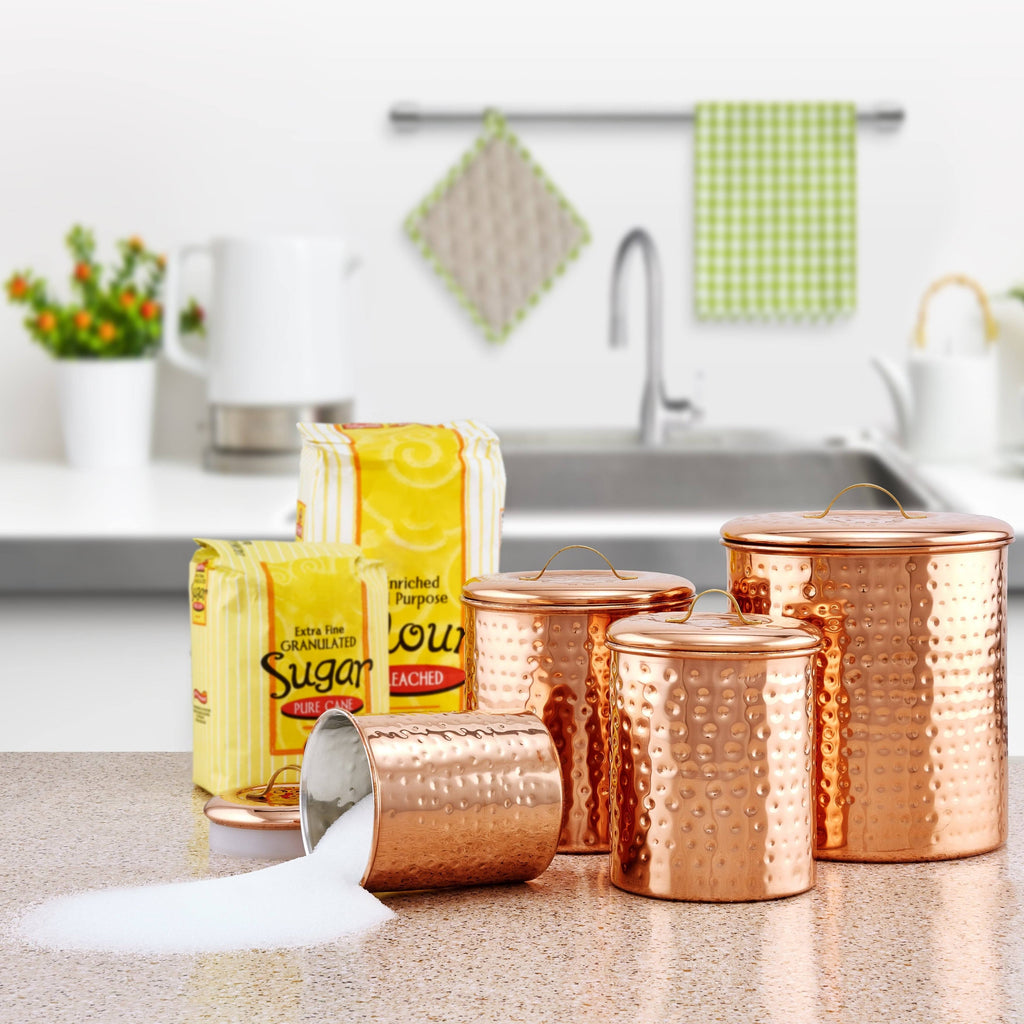 Copper Hammered Canister Set Z874