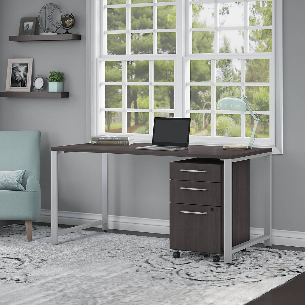 60W x 30D Table Desk with 3 Drawer Mobile File Cabinet L599966