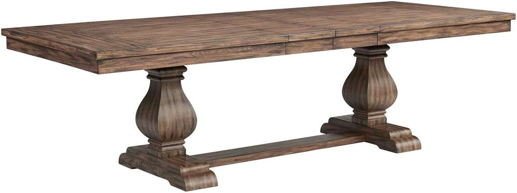 Rectangle Standard Height Dining Table, 42" D x 84" W x 30" H, Double Pedestal Base, Includes Two 12" Removable Extension Leaves G685320