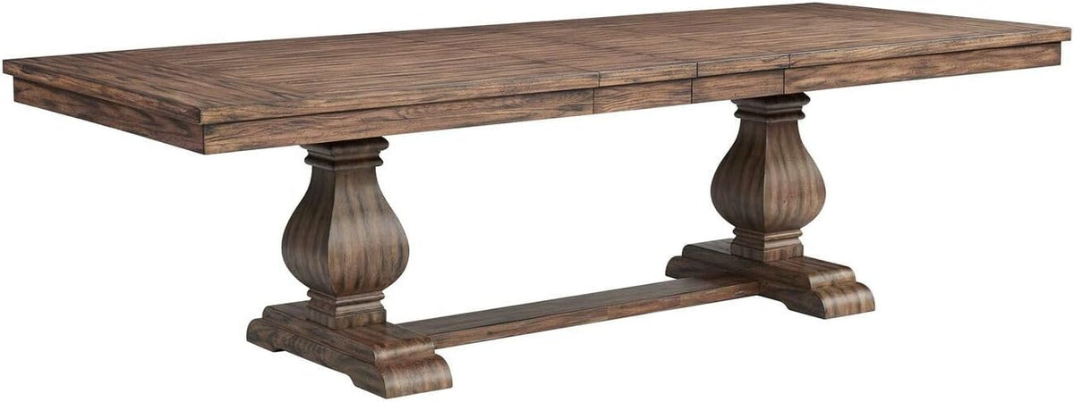 Rectangle Standard Height Dining Table, 42" D x 84" W x 30" H, Double Pedestal Base, Includes Two 12" Removable Extension Leaves G685320