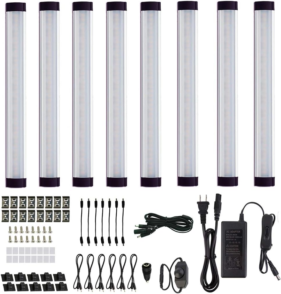 LED Under Cabinet Lighting Kit, Plug in Strip Lights with Dimmer Switch R918
