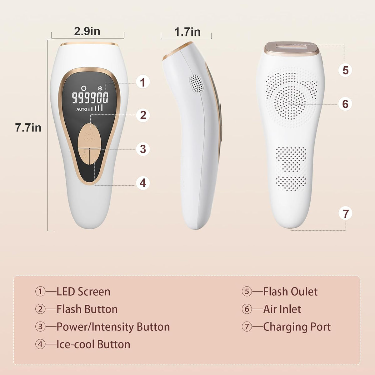 999900 Flashes IPL Hair Removal Device with Cooling System P687