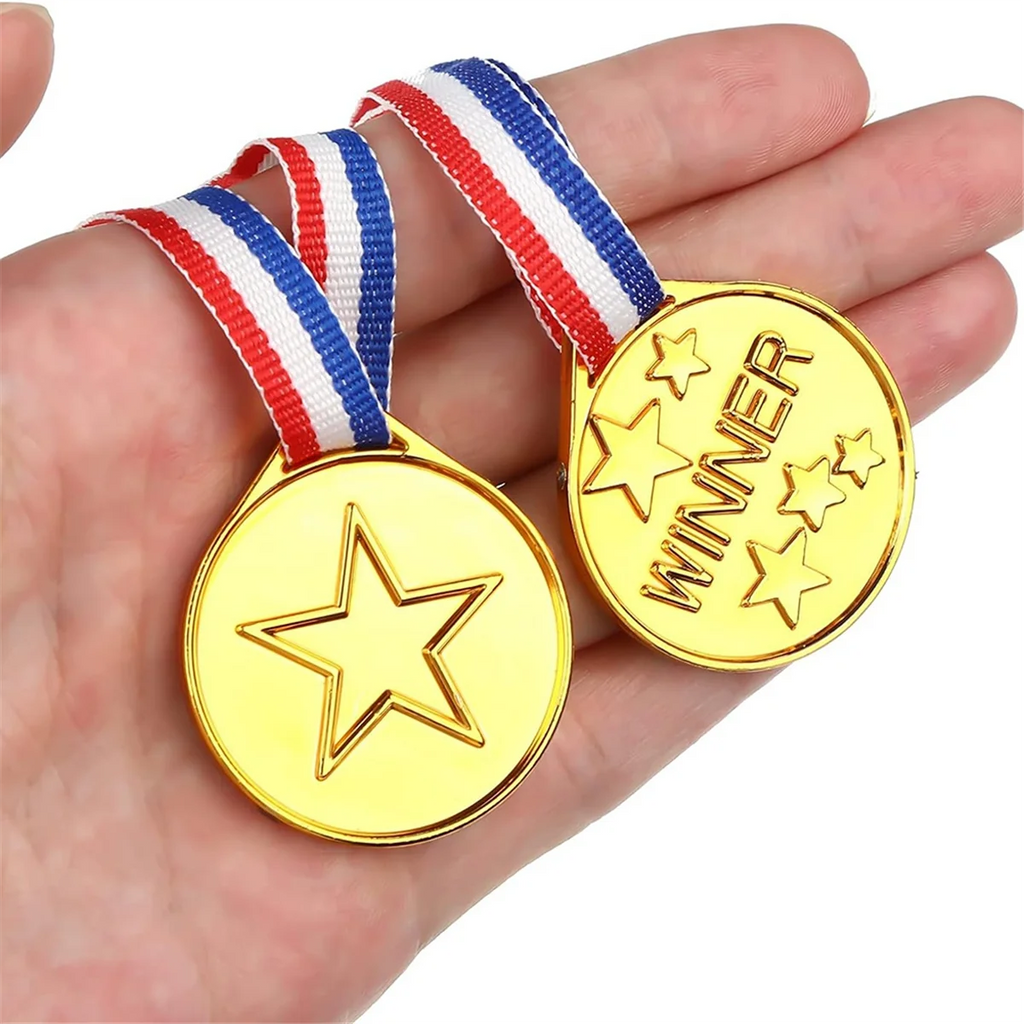 30 Pack Gold Plastic Award Medals U31717