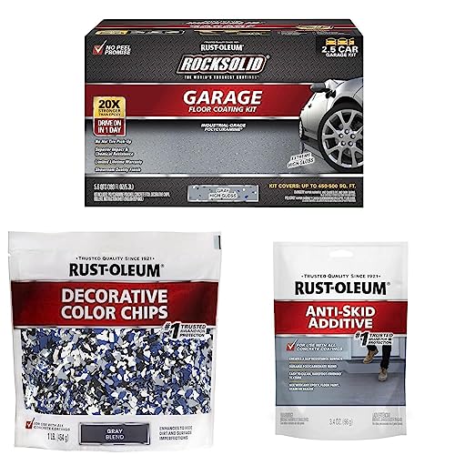 2.5 Car Kit Gray Garage Floor Coating with Gray Blend Decorative Color Chips S9765