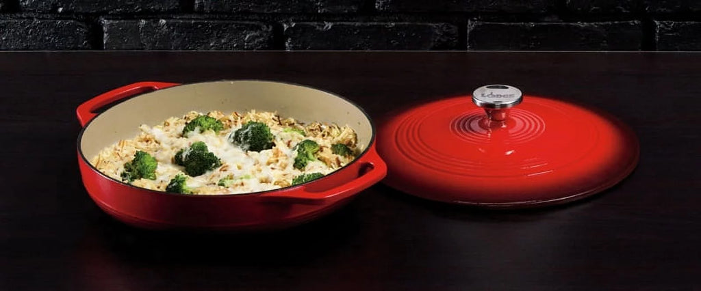 Red Enameled Cast Iron Covered Casserole P881