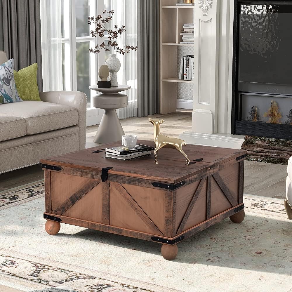 Gray Coffee Table with Drawer and Storage Shelf D8433