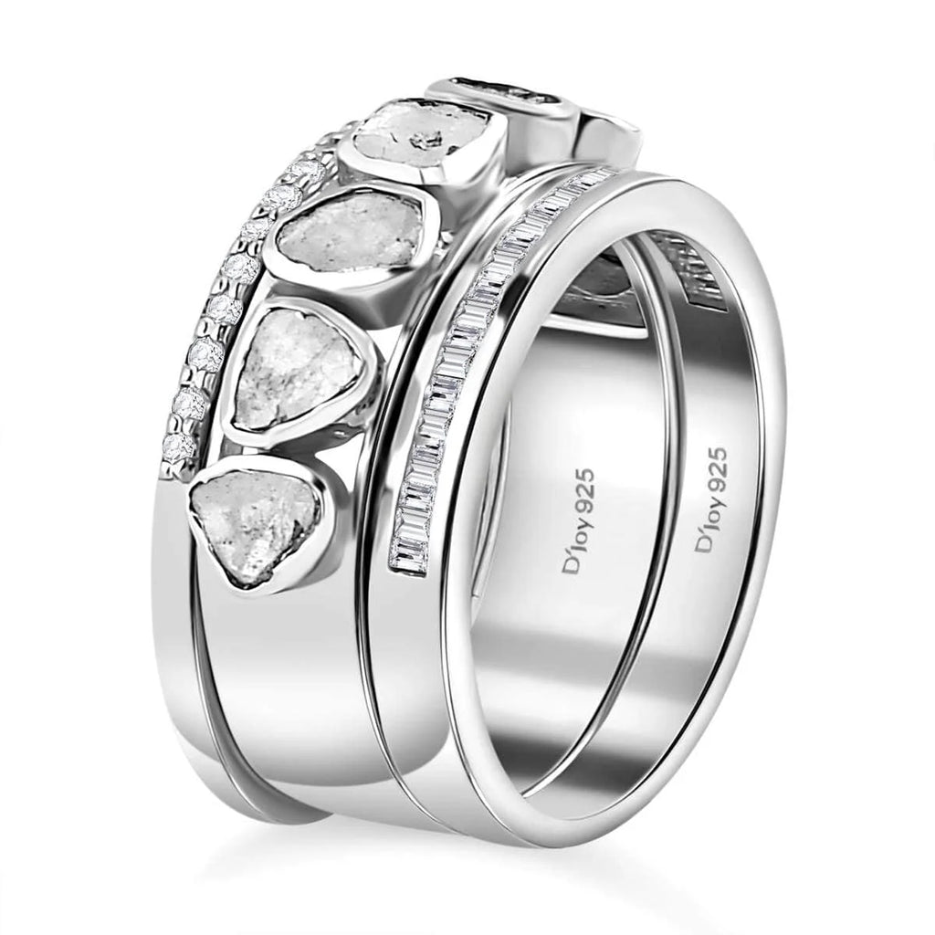 0.8 Ct Diamond Ring 925 Silver Platinum Plated Polki Jewelry Size 10 H604793