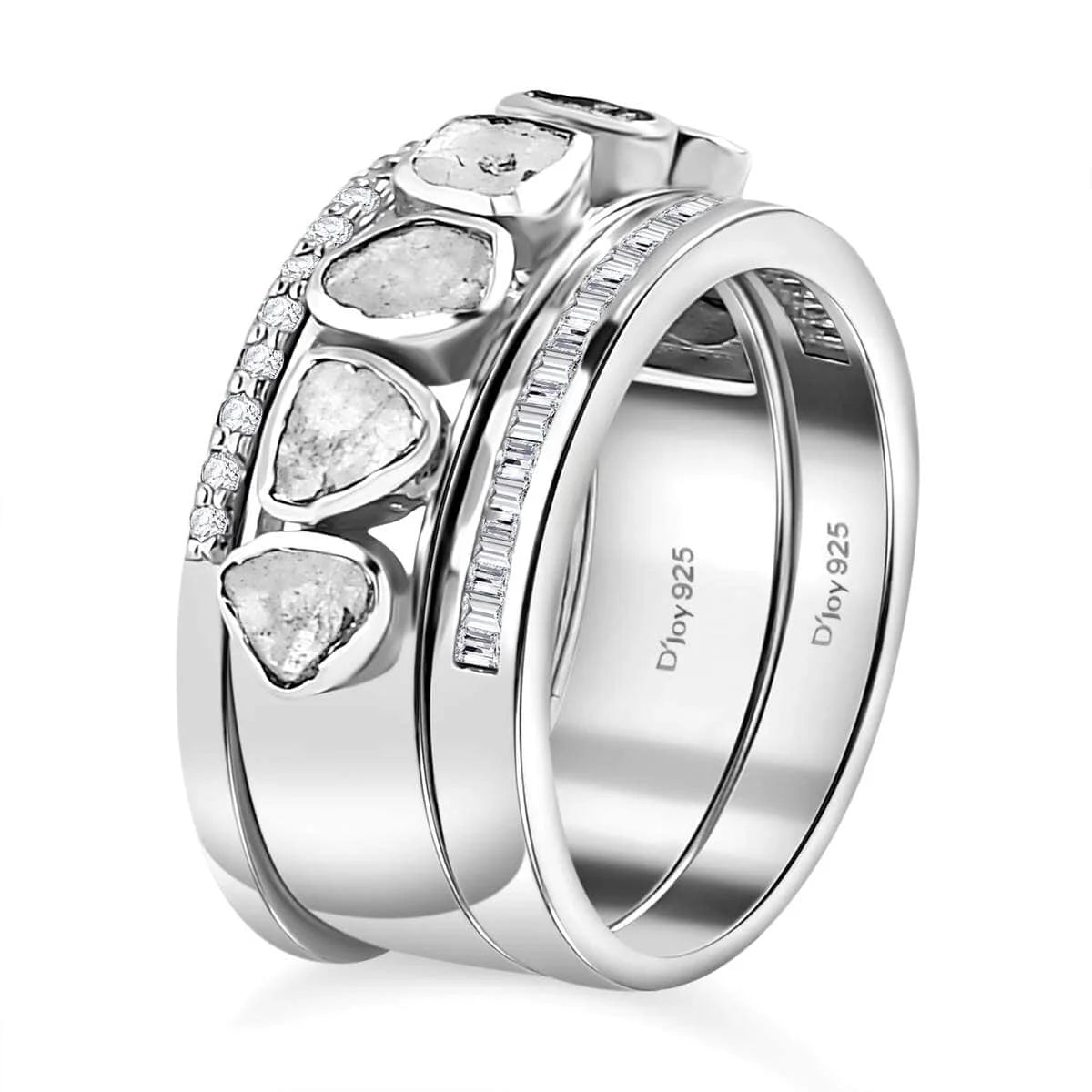 0.8 Ct Diamond Ring 925 Silver Platinum Plated Polki Jewelry Size 10 H604793