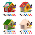 4 Set Wooden Birdhouse Kits with Lanyard and Post H4906