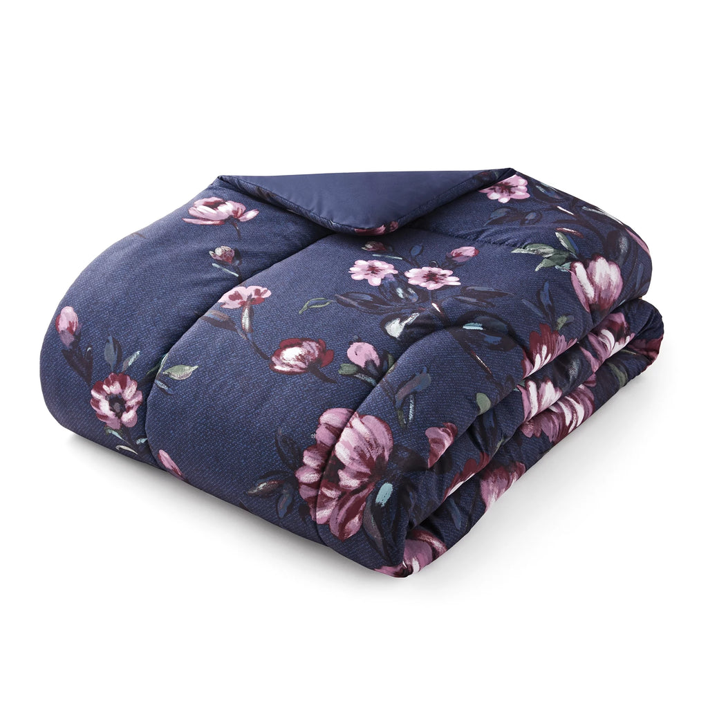 Blue Floral 10 Piece Queen Comforter Set with Sheets B9242