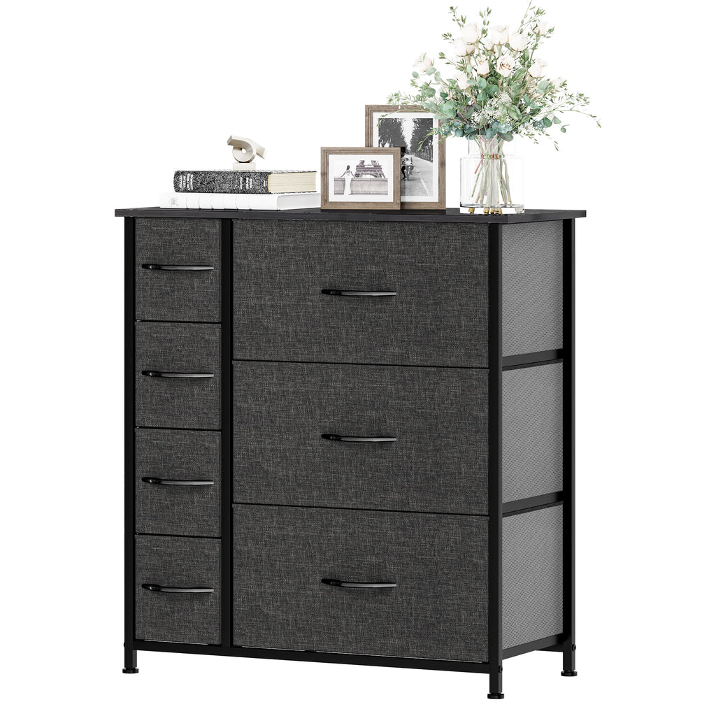 Gray Metal Fabric Wood Drawer Chests B2386