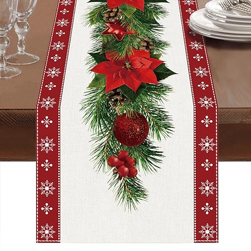 Red Christmas Table Runner 13 x 60 Inch G6617