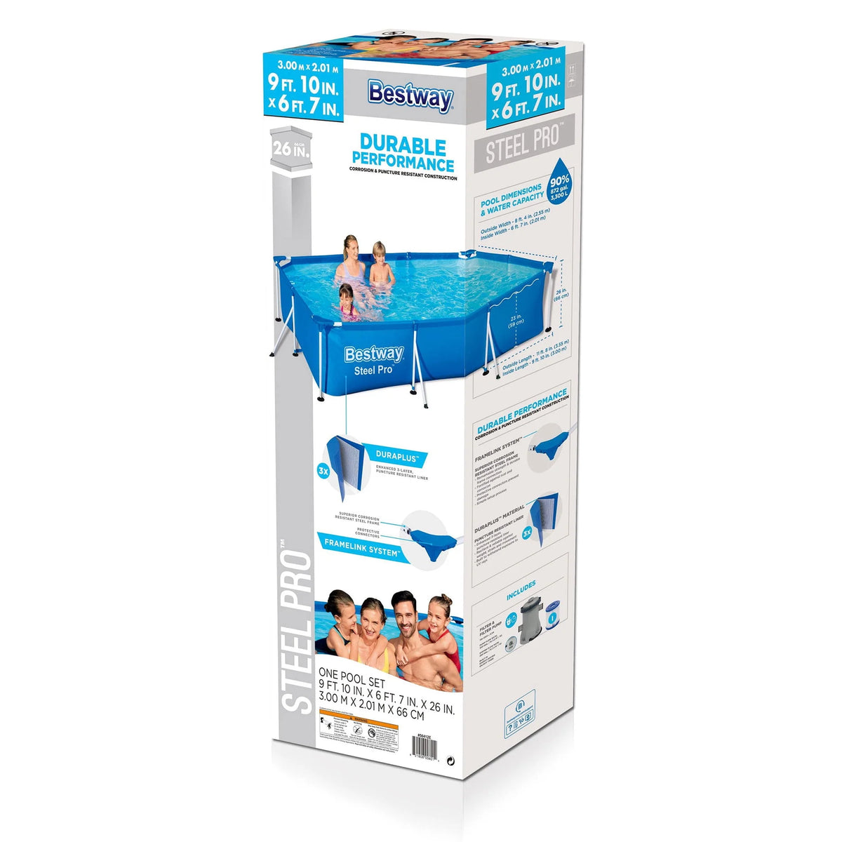 Steel Pro 9.8'x6.6'x26 Rectangular Above Ground Swimming Pool Set N51367