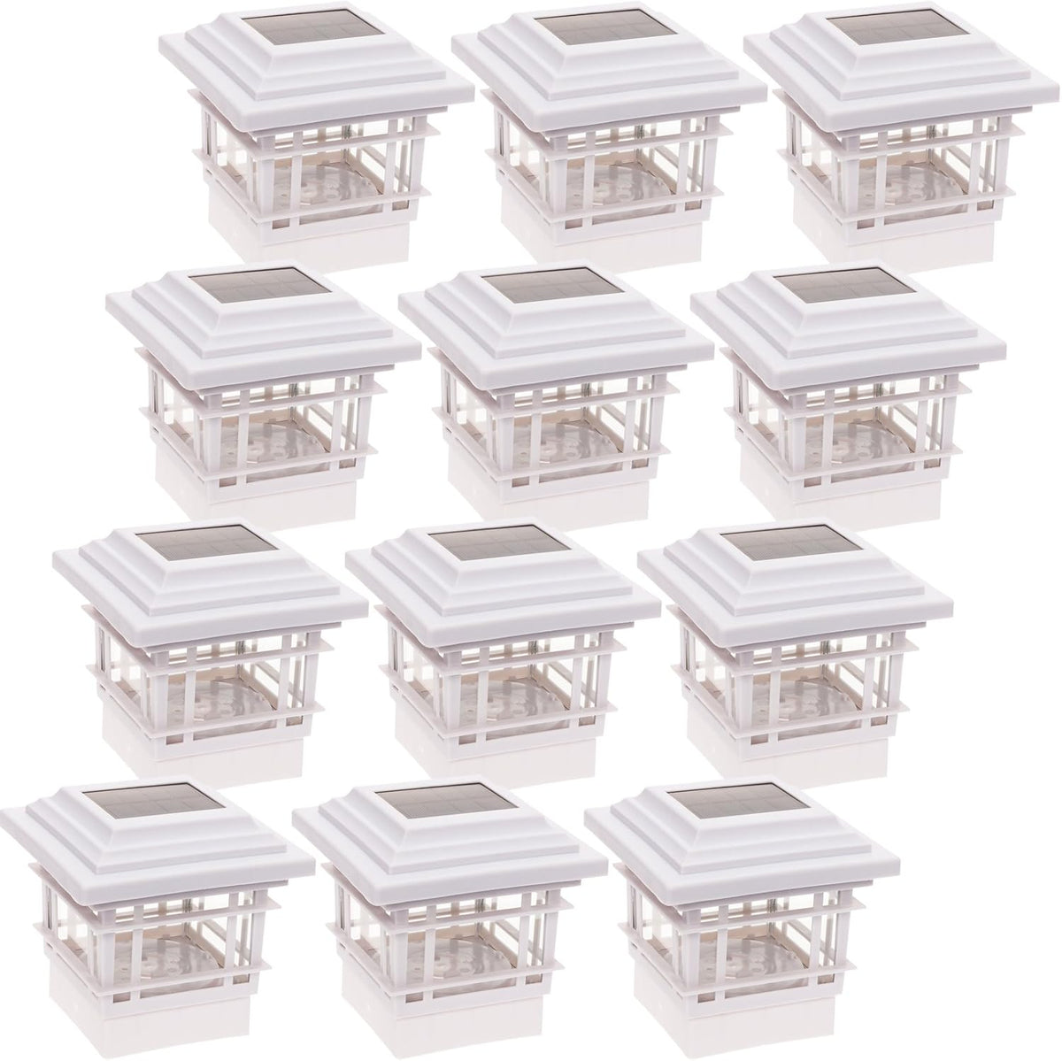 2 Pack White Plastic Solar Post Cap Lights for 4x4 Wood Posts I945