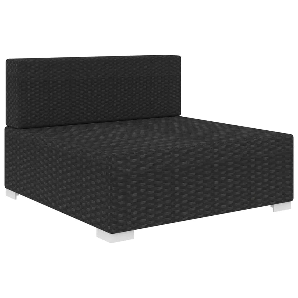 Poly Rattan Black Sectional Middle Seat with Cushions Y4044