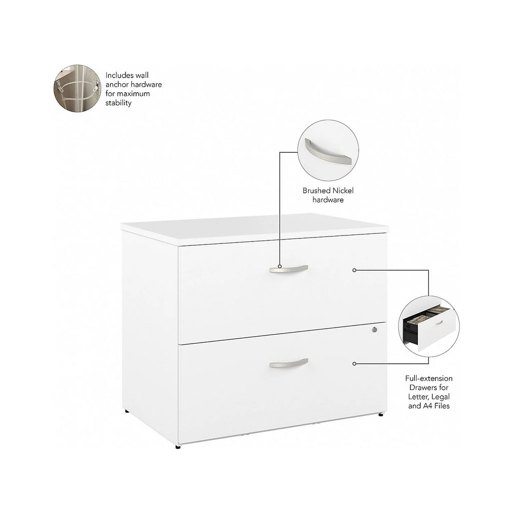 White 2 Drawer Lateral File Cabinet Z714