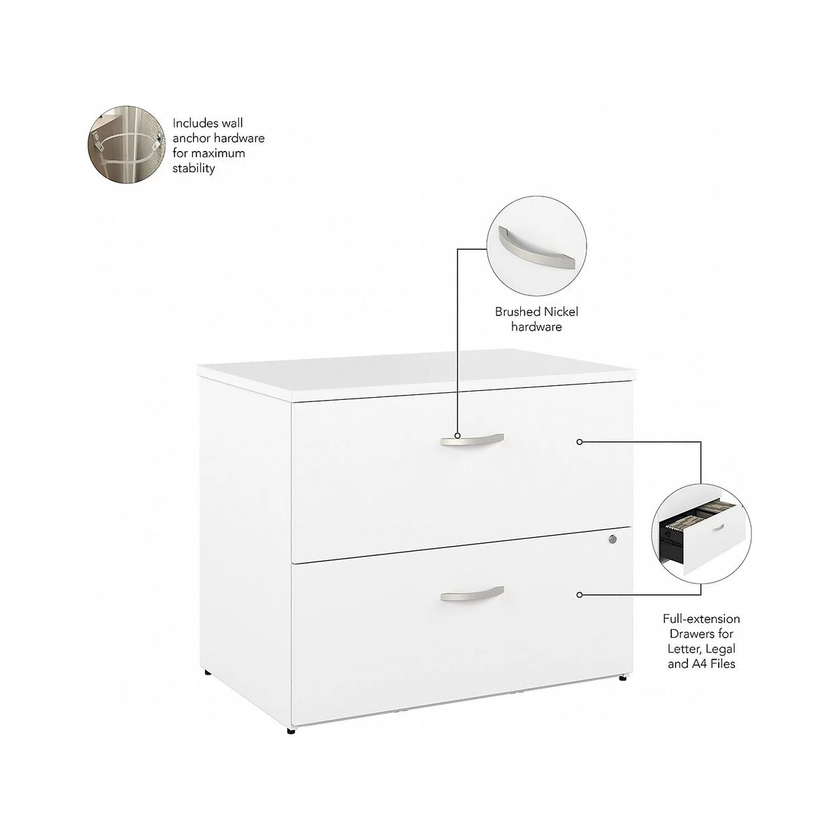 White 2 Drawer Lateral File Cabinet Z714