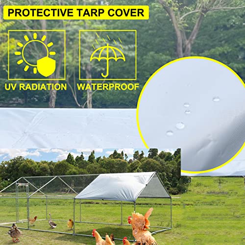 Extra Large Metal Walk-in Chicken Coop with Waterproof Cover J9571