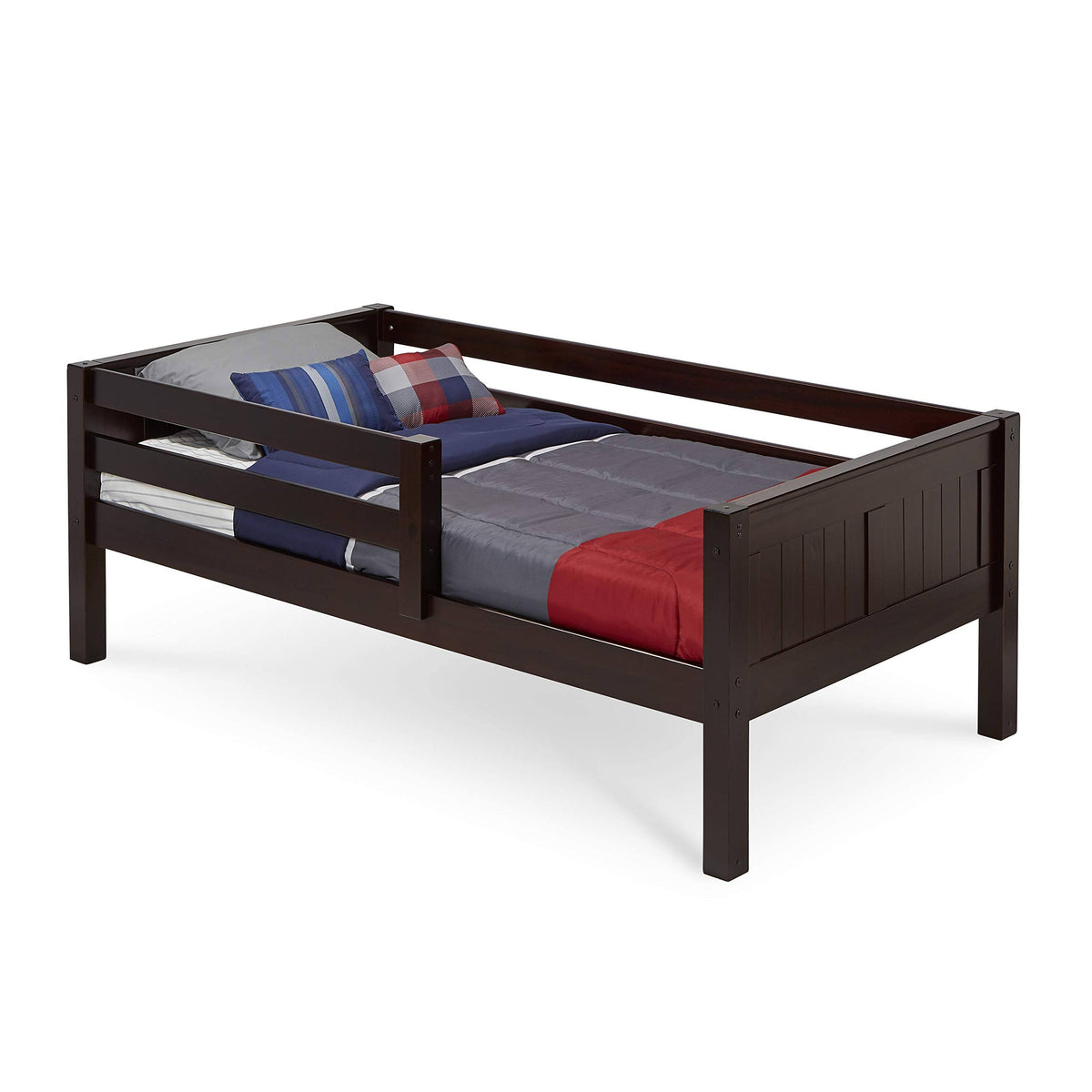 Twin Size Day Bed with Front Guard Rail and Panel Headboard A71546