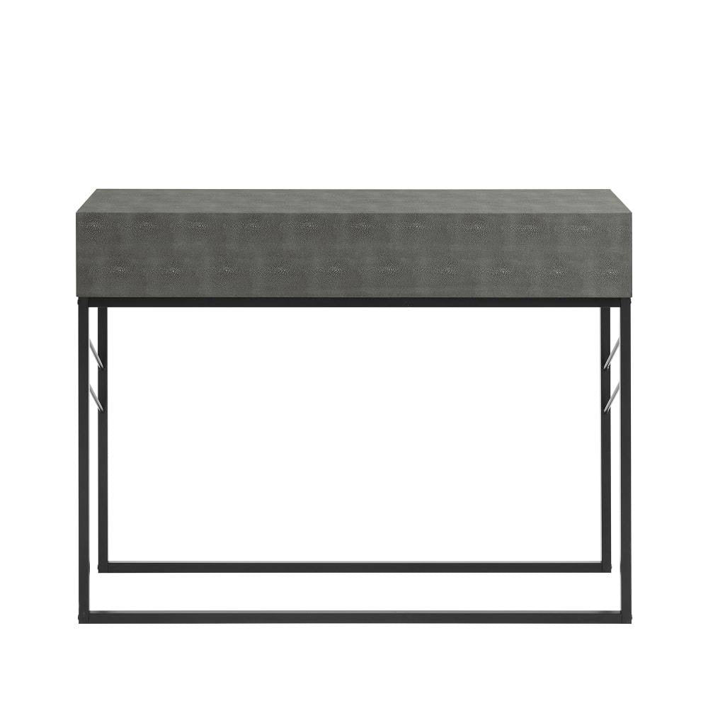 Grey 2-Drawer Faux Shagreen Entry Table P347