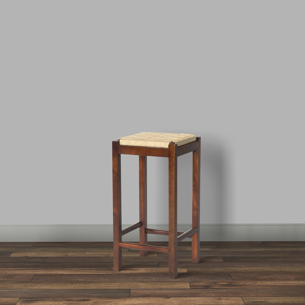 32 Inch Mango Wood Barstool with Rope Weaved Seat M731942