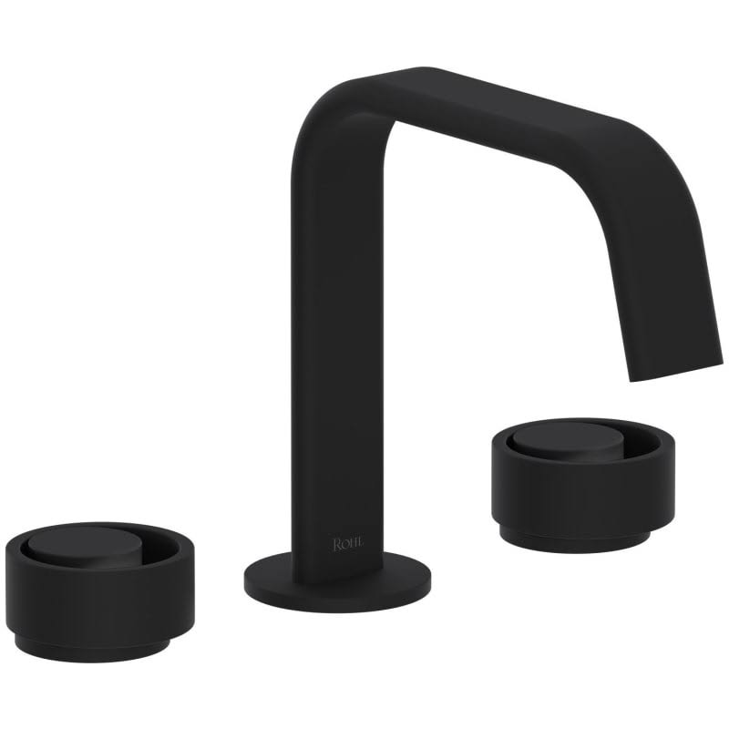 Matte Black Widespread Lavatory Faucet with Circular Handles I882642