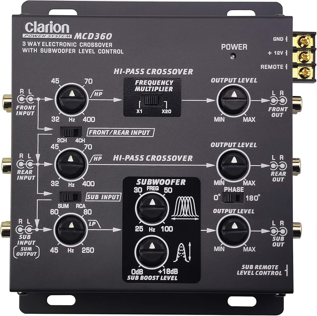 2/3-Way 6-Channel Electronic Crossover with 5-Volt RCA Outputs and Subwoofer Equalizer F597137