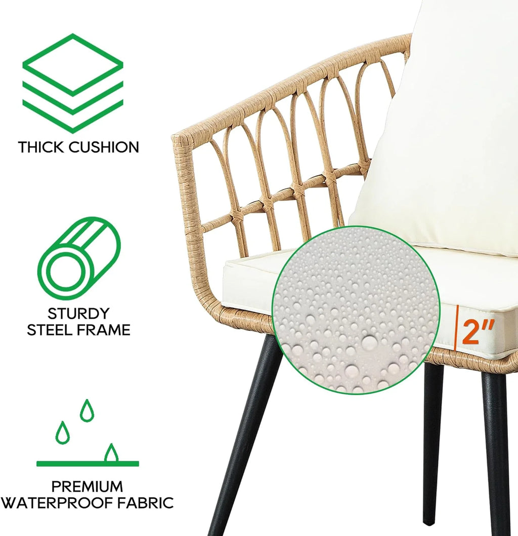 3 Piece Beige Wicker Patio Bistro Set L327133
