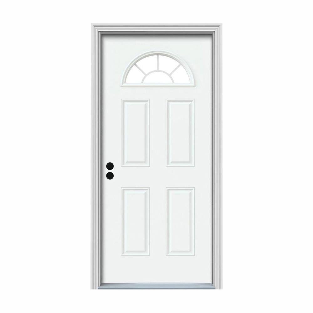 White Painted Steel Prehung Front Door with Brickmould E7455