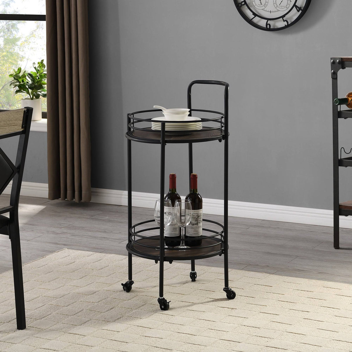 Industrial Black Round Bar Cart P758